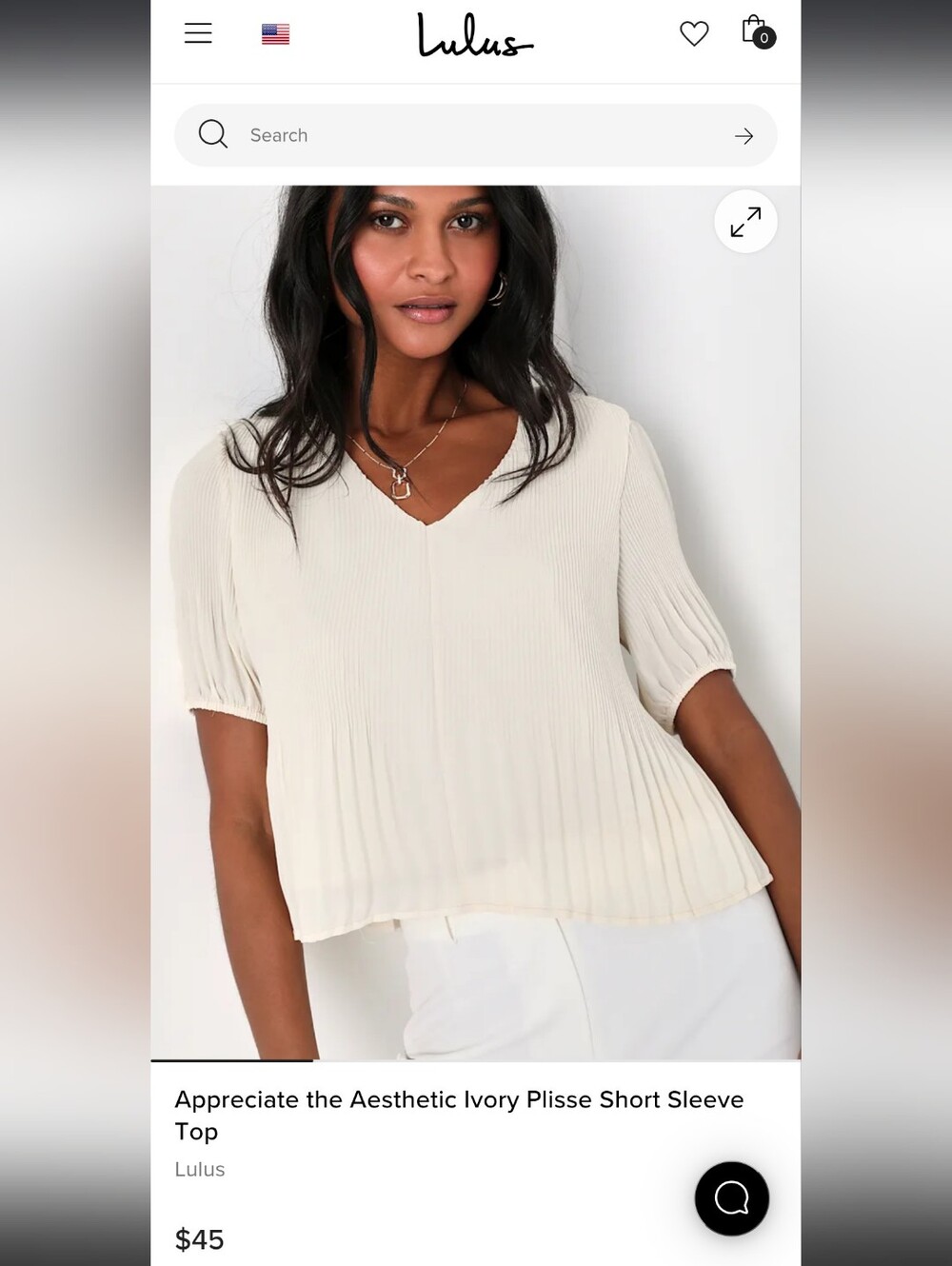 Lulu's Ivory Plissé V-Neck Short Sleeve Top